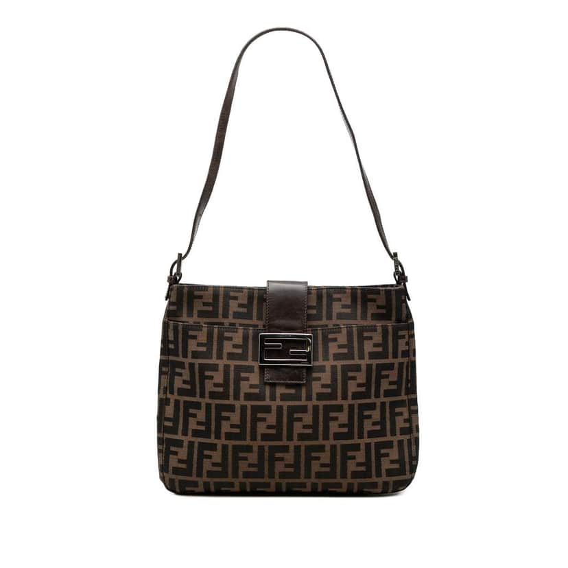 Fendi Zucca Canvas Shoulder Bag Brown Canvas Very good condition - Front View