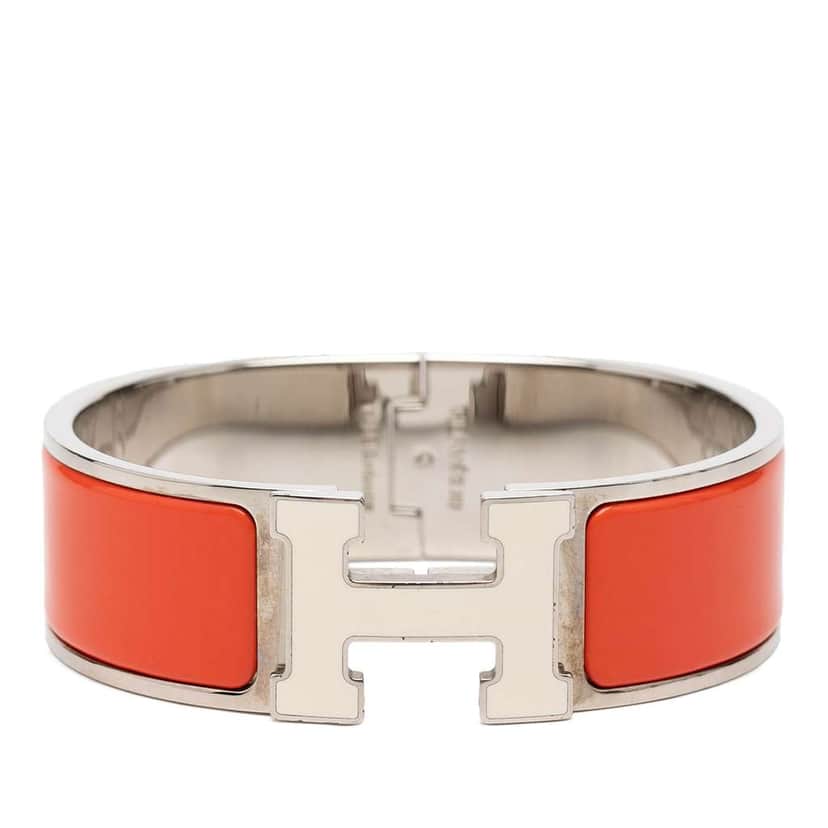 Hermès Wide Enamel Clic H Bracelet PM Orange Very good condition - Front View