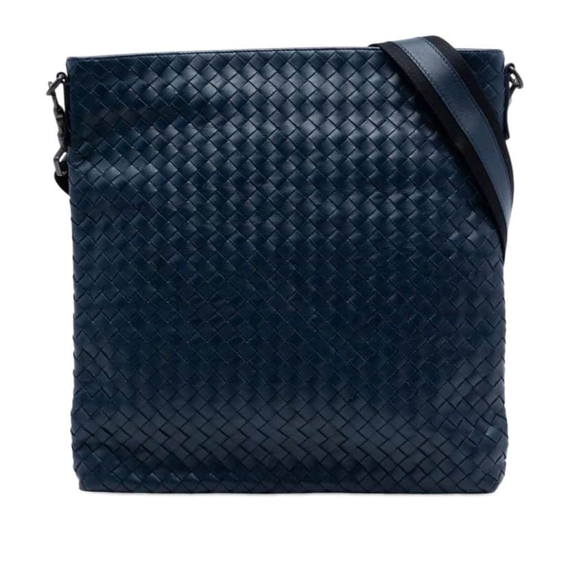 Bottega Veneta Nappa Intrecciato VN Crossbody Blue Leather Very good condition - Front View