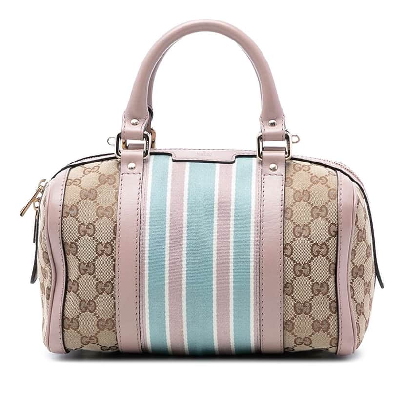 Gucci Small GG Canvas Web Joy Boston Bag Beige Very good condition - Front View