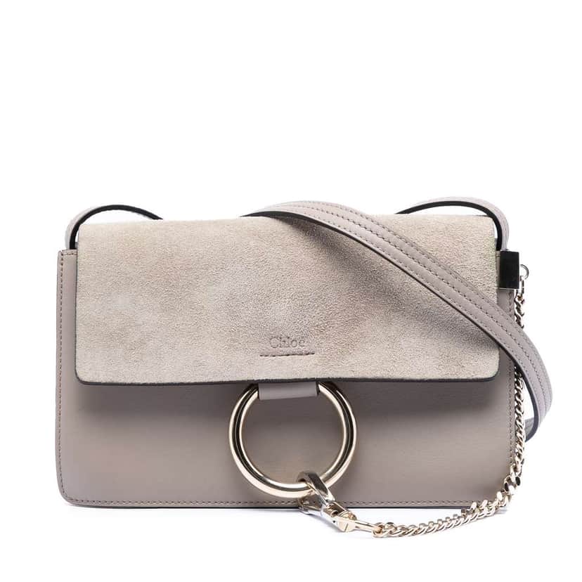 Chloé Small Suede and Calfskin Faye Crossbody Brown Leather Very good condition - Front View