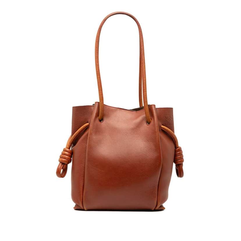 Loewe Small Leather Flamenco Knot Tote Brown Leather Very good condition - Front View