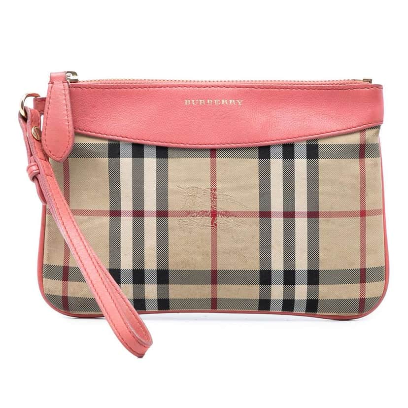 Burberry Haymarket Check Nylon Peyton Clutch Beige Very good condition - Front View