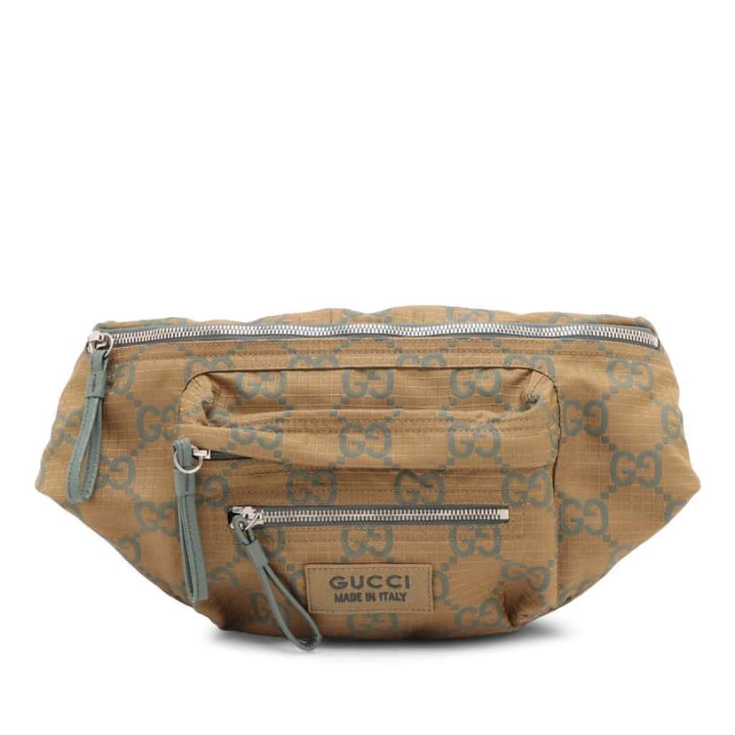 Gucci GG Ripstop Nylon Belt Bag Brown Very good condition - Front View