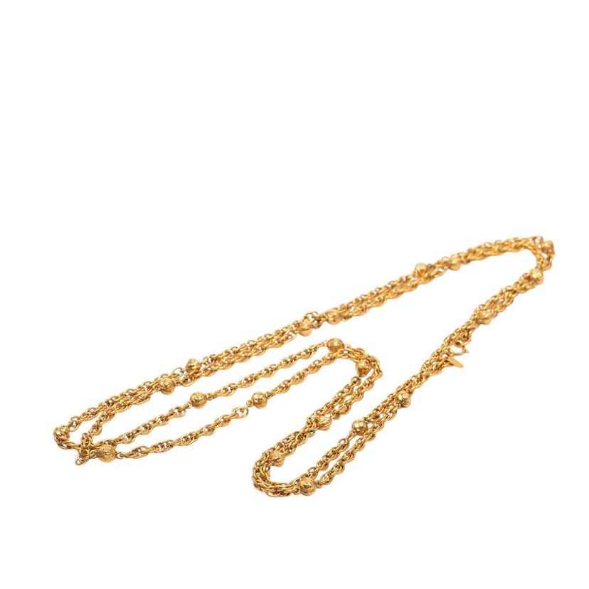 Chanel CC Gold Plated Station Chain Long Necklace Gold Metal Very good condition - Front View