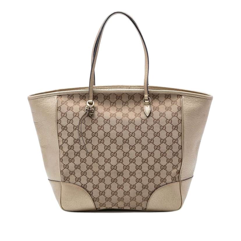 Gucci GG Canvas and Leather Bree Tote Beige Leather Good condition - Front View