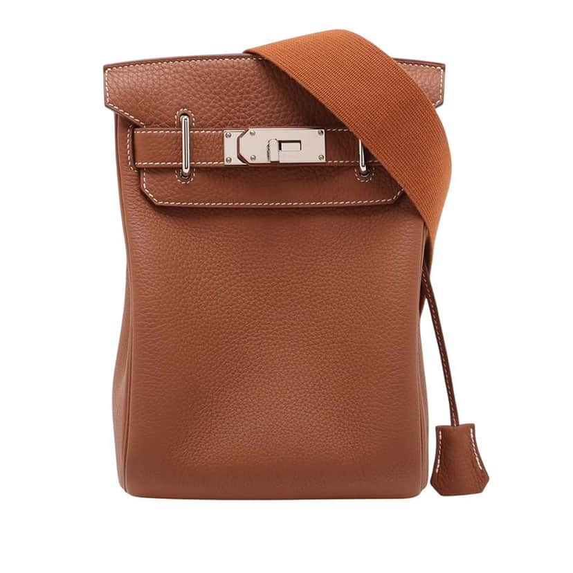Hermès Togo Kelly Hac A Dos PM Brown Leather Very good condition - Front View