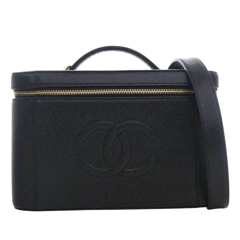 Chanel CC Caviar Vanity Bag Black Leather Very good condition - Front View