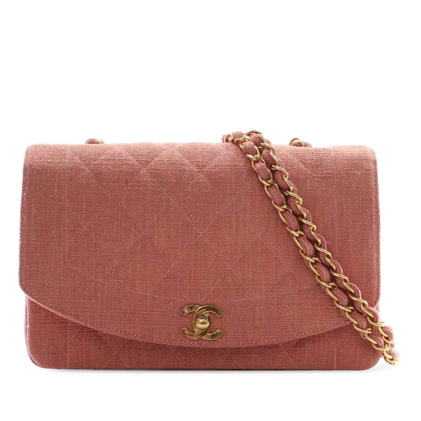 Chanel Medium Jersey Diana Flap Pink Cotton Very good condition - Front View