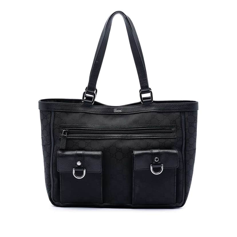 Gucci GG Nylon Abbey D Ring Pocket Tote Black Very good condition - Front View
