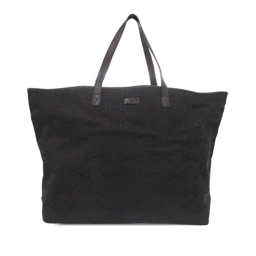 Gucci Large Horsebit Canvas Tote Black Canvas Very good condition - Front View