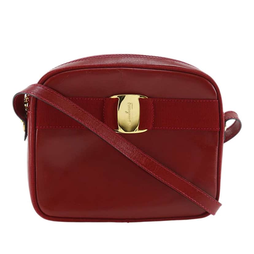 Salvatore Ferragamo Leather Vara Bow Crossbody Red Leather Very good condition - Front View