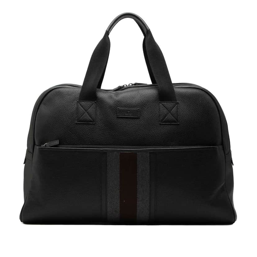 Gucci Web Leather Travel Bag Black Leather Very good condition - Front View