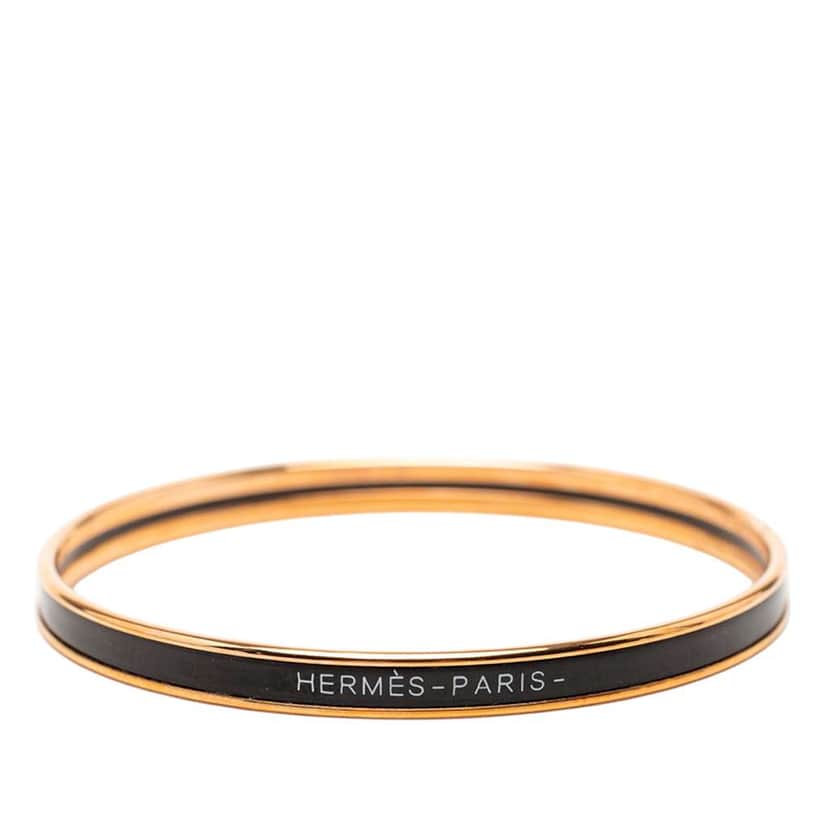 Hermès Extra Narrow Enamel Uni Bangle 62 Black Very good condition - Front View