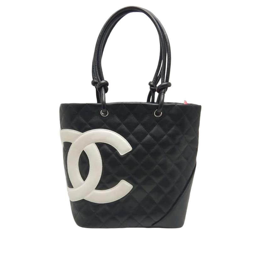 Chanel Medium Lambskin Cambon Ligne Tote Black Leather Very good condition - Front View