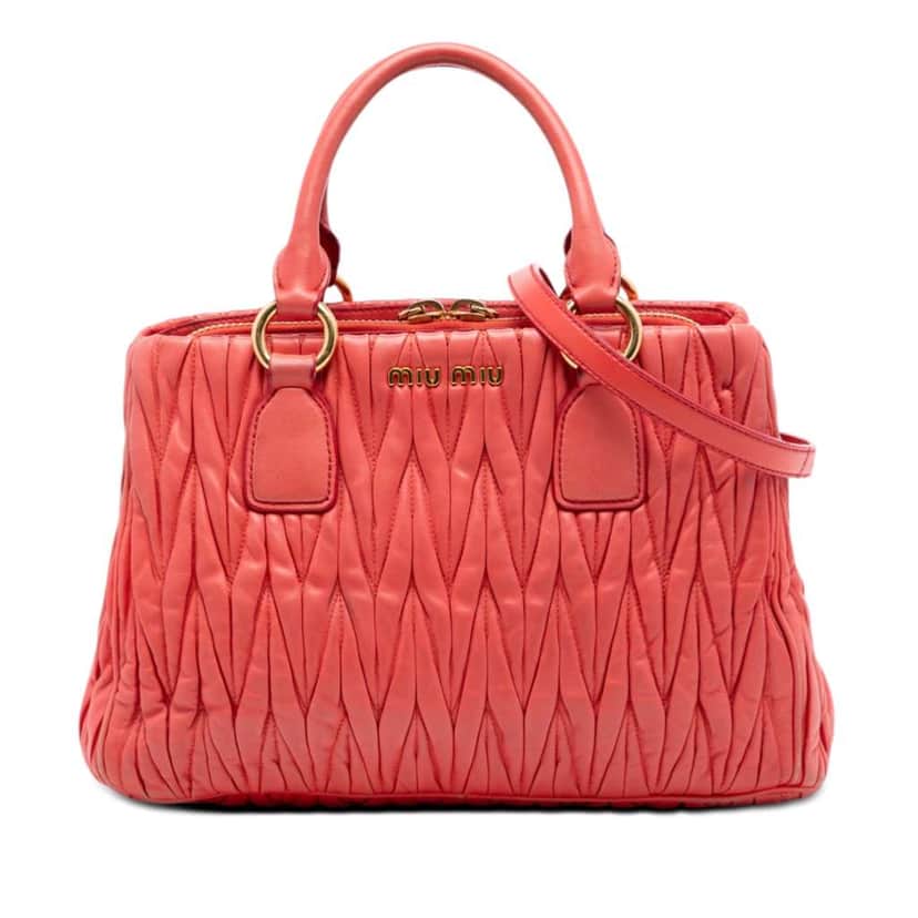 Miu Miu Matelasse Nappa Satchel Orange Leather Good condition - Front View