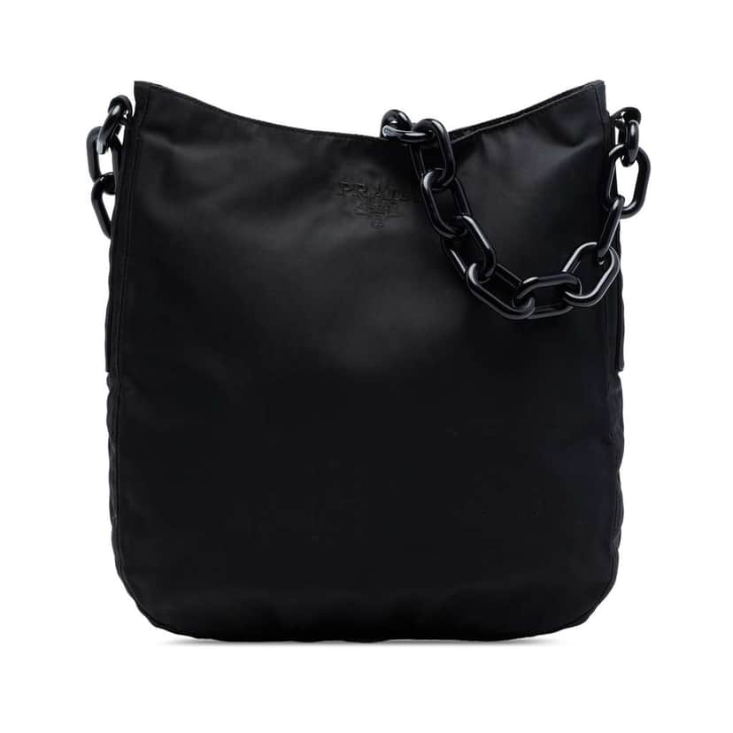 Prada Tessuto Resin Chain Shoulder Bag Black Very good condition - Front View