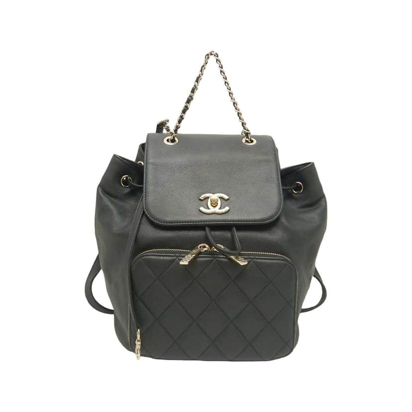 Chanel Business Affinity Caviar Backpack Black Leather Very good condition - Front View
