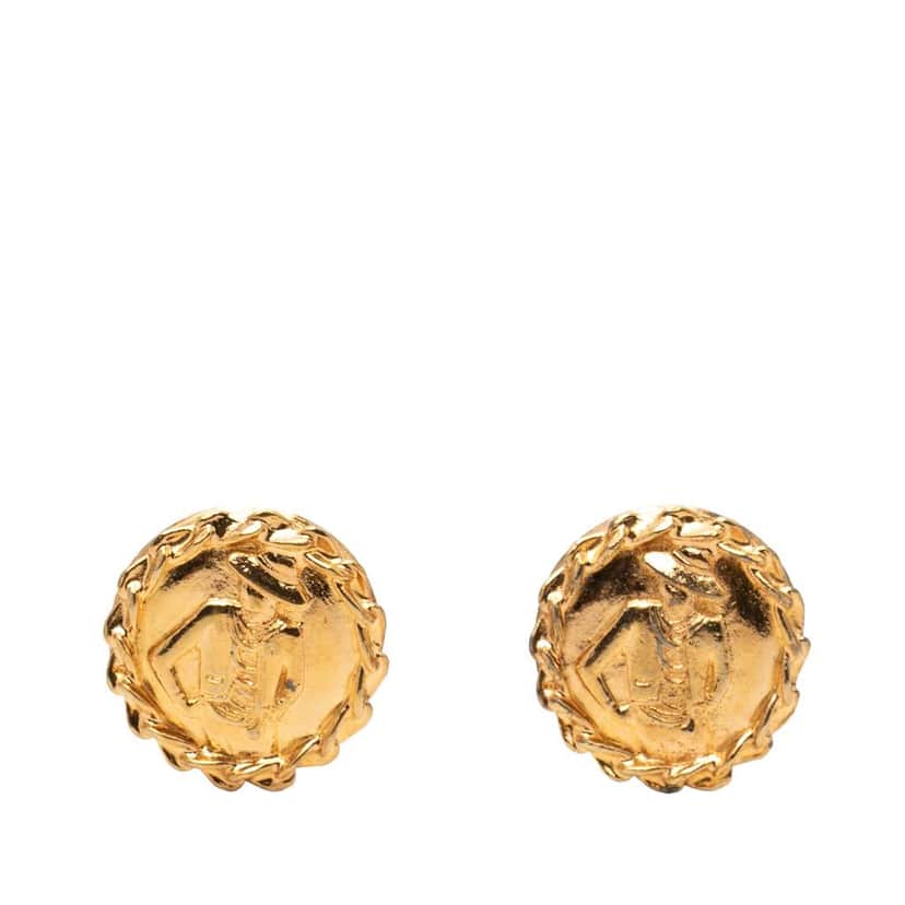 Chanel Gold Plated Mademoiselle Clip on Earrings Gold Metal Very good condition - Front View