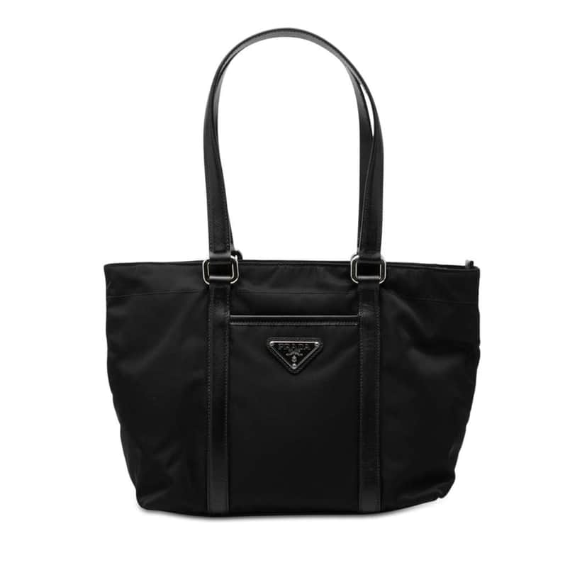 Prada Saffiano Trimmed Tessuto Tote Black Very good condition - Front View