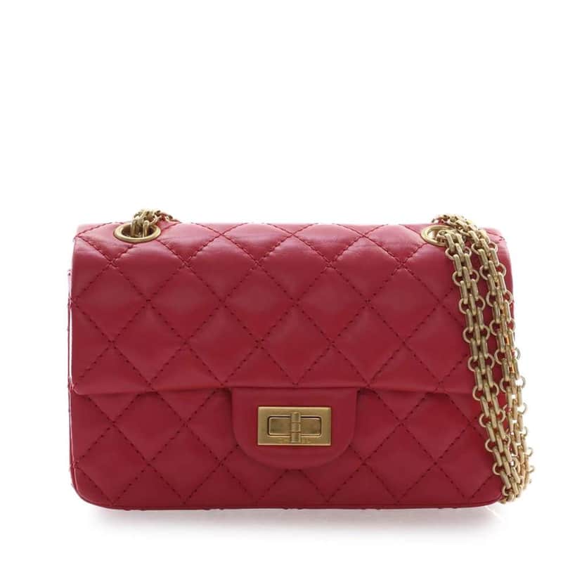 Chanel Quilted Aged Calfskin Reissue 2.55 Single Flap 224 Red Leather Very good condition - Front View