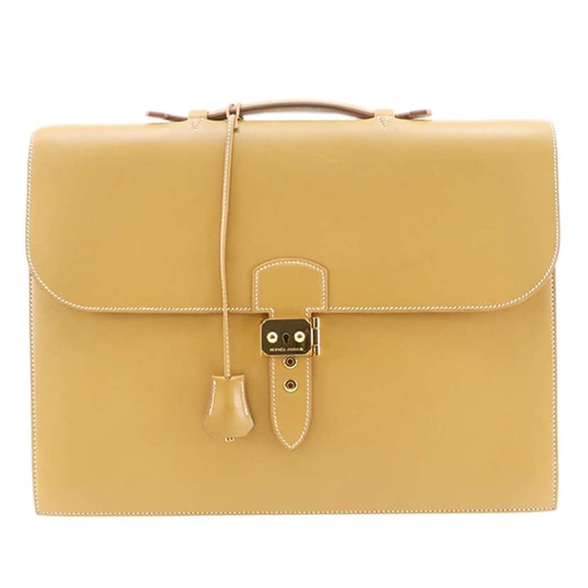 Hermès Barenia Sac a Depeches 38 Yellow Leather Very good condition - Front View