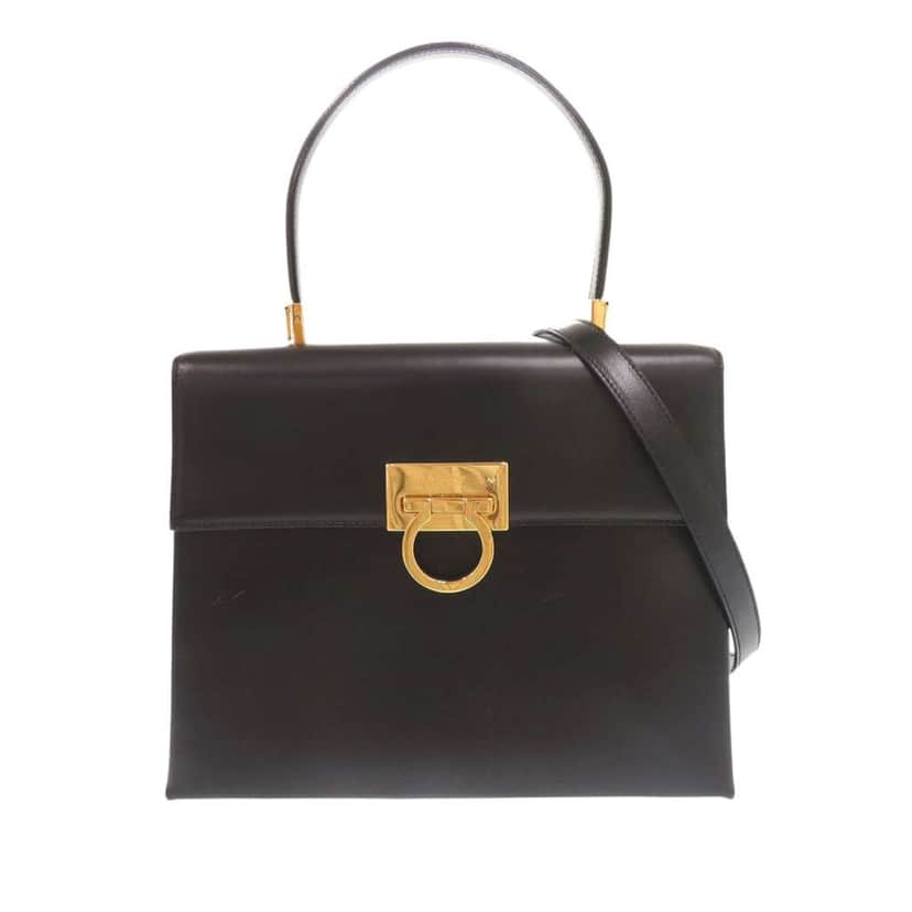 Salvatore Ferragamo Leather Gancini Top Handle Bag Black Leather Very good condition - Front View