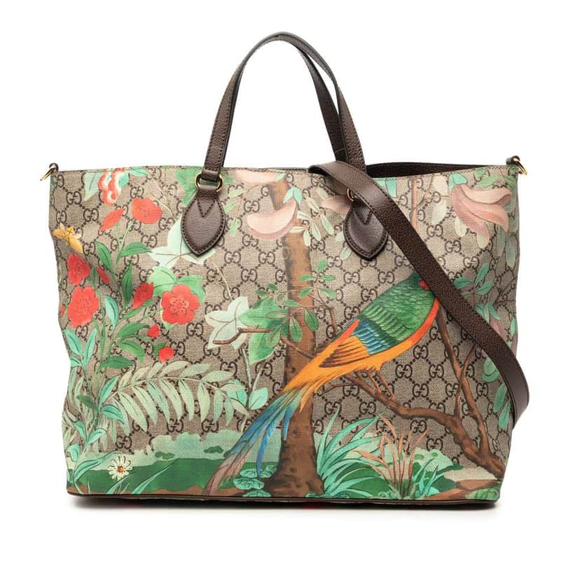 Gucci Medium GG Supreme Tian Convertible Soft Tote Beige Canvas Very good condition - Front View