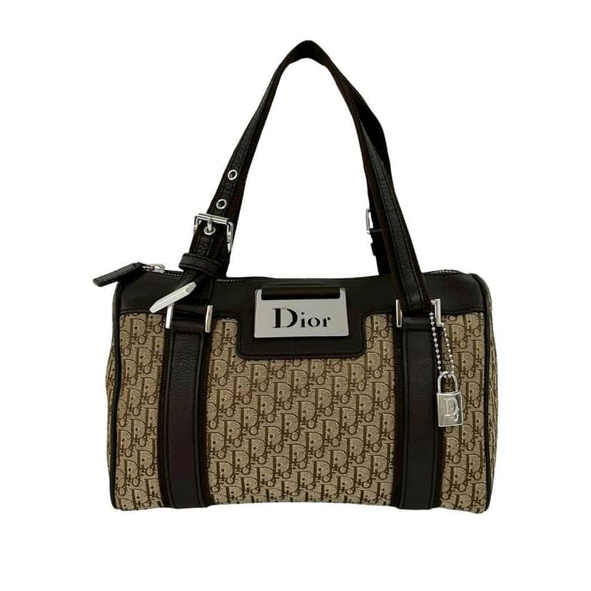 Dior Small Diorissimo Trotter Canvas Street Chic Boston Bag Beige Canvas Very good condition - Front View
