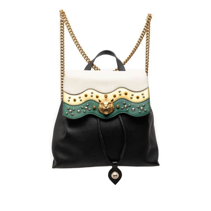 Gucci Leather Studded Animalier Malin Backpack Black Leather Very good condition - Front View