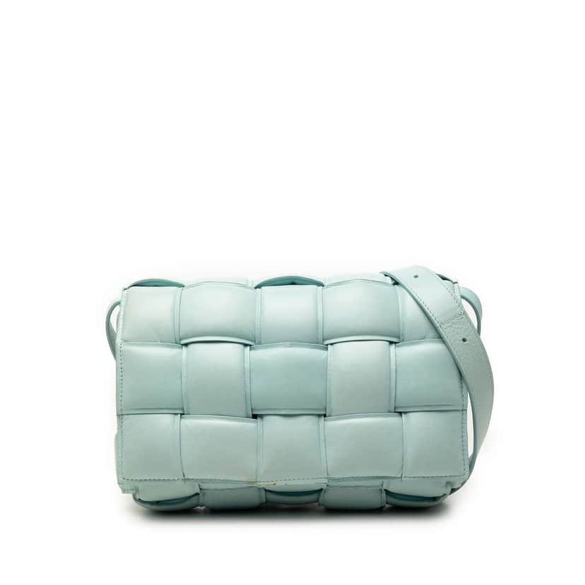 Bottega Veneta Nappa Intrecciato Padded Cassette Crossbody Blue Leather Very good condition - Front View