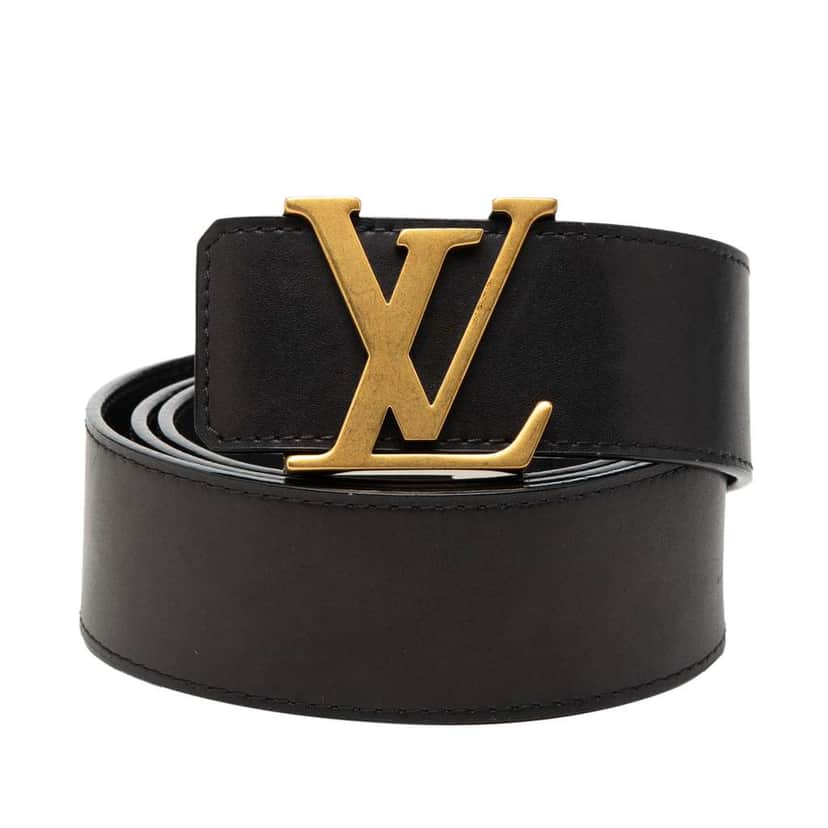 Louis Vuitton Leather LV Initiales Belt Black Leather Very good condition - Front View