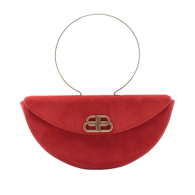 Balenciaga Suede Opera Bag Red Leather Very good condition - Front View