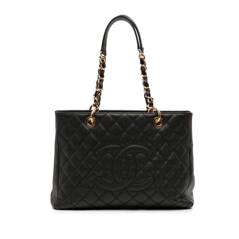 Chanel Caviar Grand Shopping Tote Black Leather Very good condition - Front View