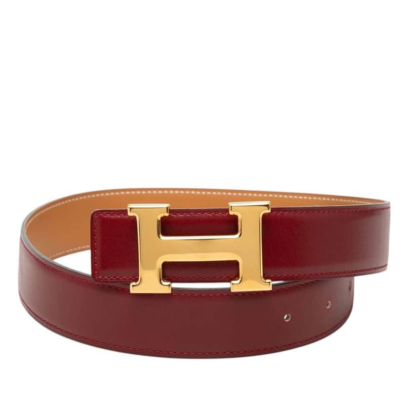 Hermès Box Calf Constance Belt Red Leather Very good condition - Front View