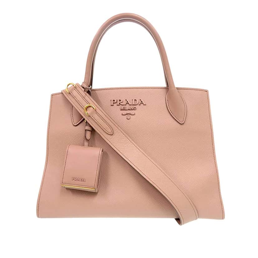 Prada Medium Saffiano Cuir Monochrome Top Handle Tote Brown Leather Very good condition - Front View