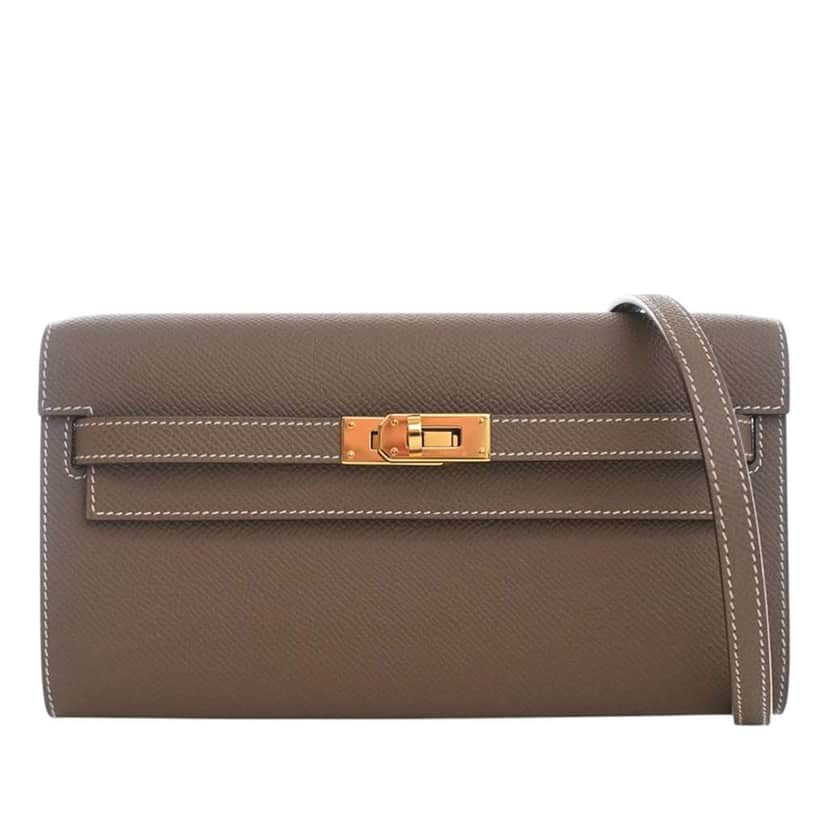 Hermès Epsom Kelly To Go Wallet Brown Leather Very good condition - Front View