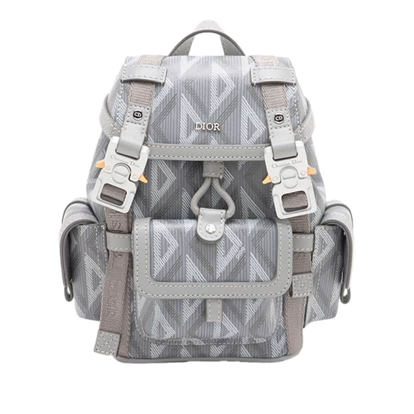 Dior Mini Coated Canvas CD Diamond Hit The Road Backpack Grey Canvas Very good condition - Front View
