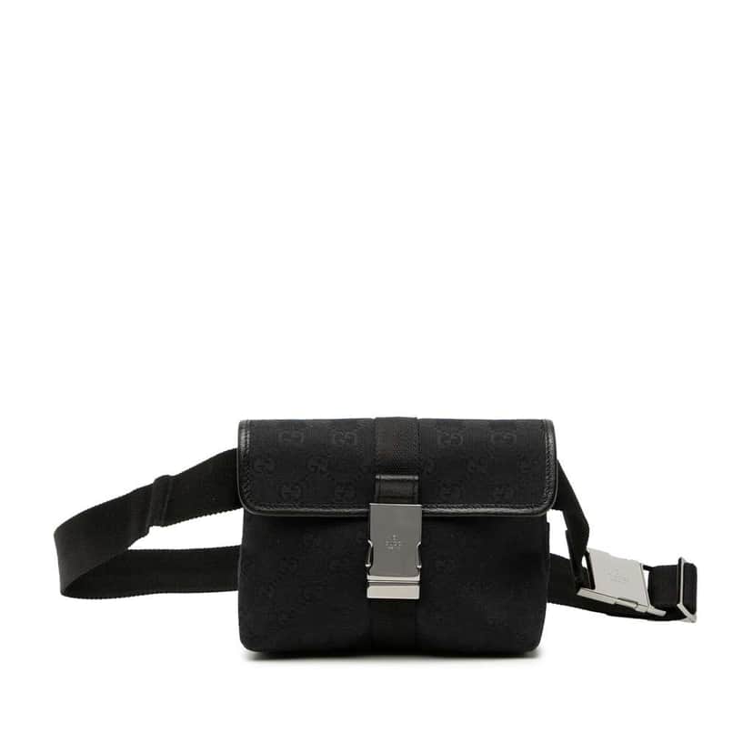 Gucci GG Canvas Belt Bag Black Canvas Very good condition - Front View