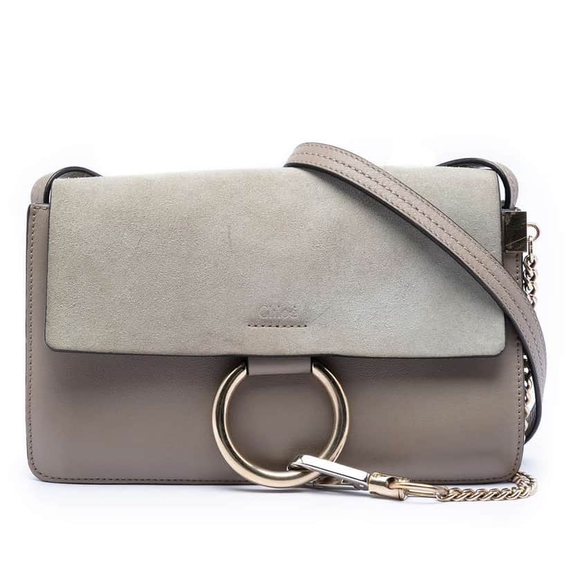 Chloé Small Suede and Calfskin Faye Crossbody Brown Leather Very good condition - Front View