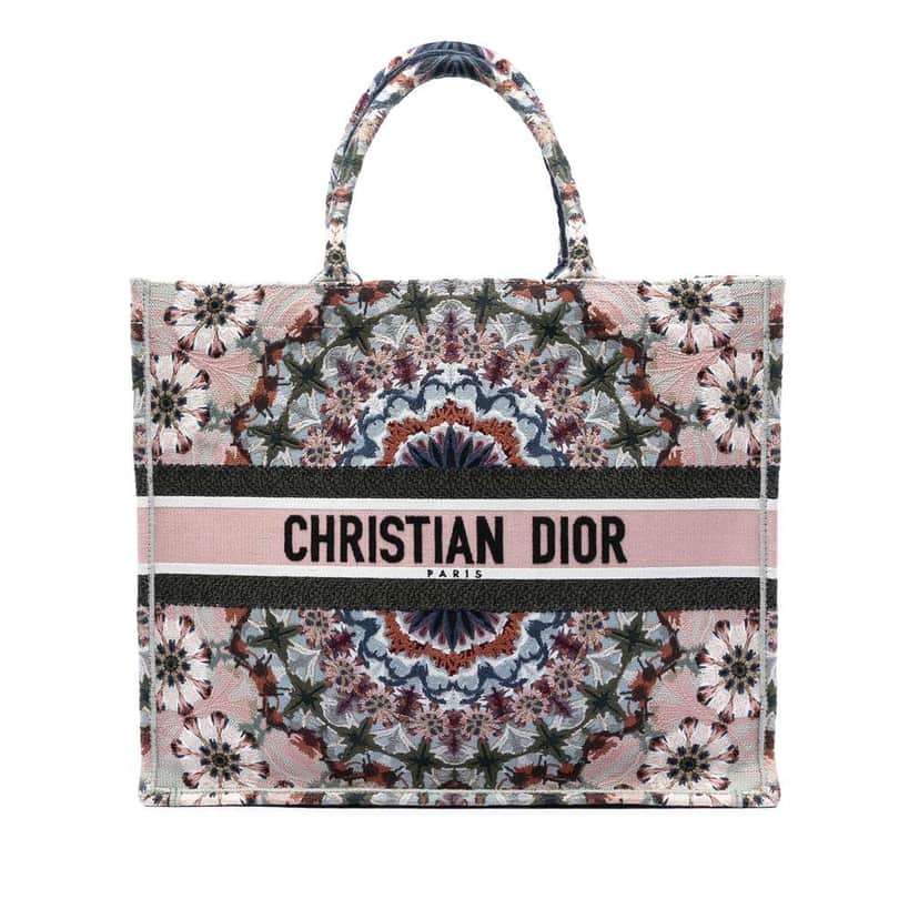 Dior Large Embroidered Canvas KaleiDiorscopic Book Tote Pink Canvas Very good condition - Front View