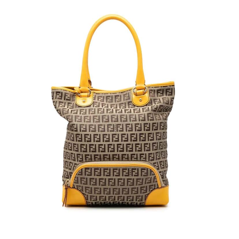 Fendi Zucchino Canvas Chef Front Pocket Shopping Tote Beige Canvas Very good condition - Front View