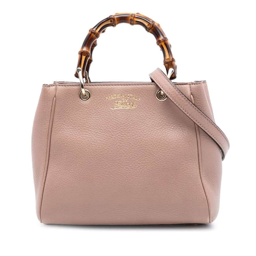 Gucci Mini Calfskin Bamboo Shopper Satchel Pink Leather Very good condition - Front View