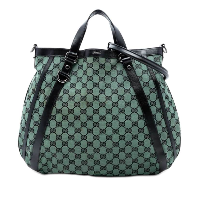 Gucci GG Canvas Abbey D Ring Convertible Satchel Green Canvas Very good condition - Front View