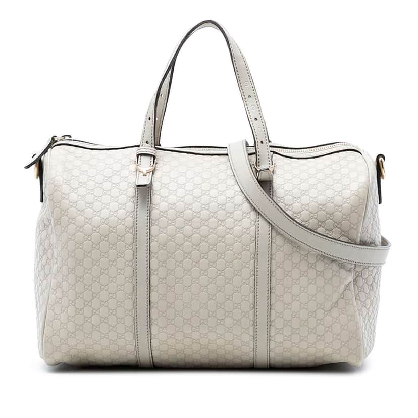Gucci Microguccissima Nice Boston Bag White Leather Very good condition - Front View
