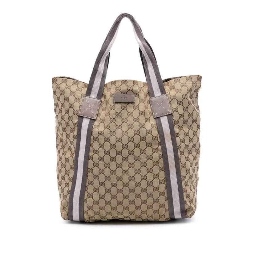 Gucci GG Canvas Web Tote Beige Very good condition - Front View
