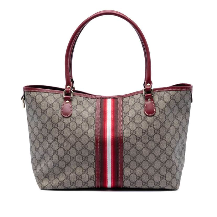 Gucci GG Supreme Web Tote Beige Canvas Very good condition - Front View