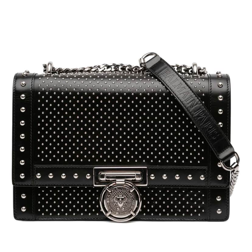 Balmain Studded Leather BBox 20 Shoulder Bag Black Leather Very good condition - Front View