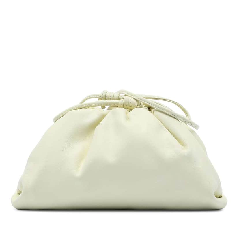 Bottega Veneta Lambskin The Mini Pouch Crossbody Yellow Leather Very good condition - Front View