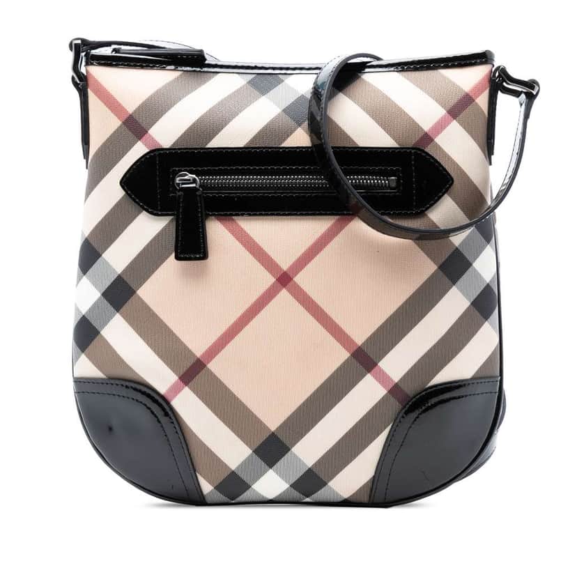 Burberry Supernova Check Coated Canvas Dryden Crossbody Beige Very good condition - Front View